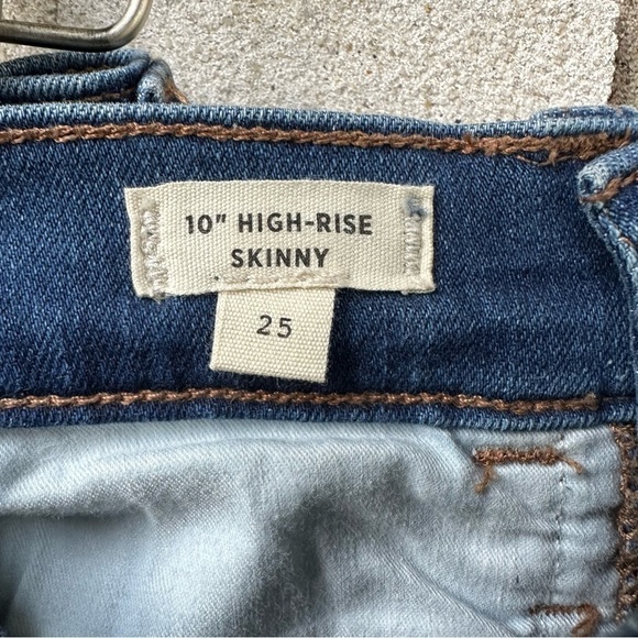 Madewell 10” High Rise Skinny Jeans Size 25 Blue Button Fly Raw Hem Tencel Denim - Picture 8 of 12
